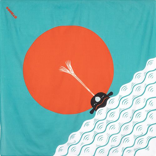 Furoshiki Musubi Cochae - Asahi ni Kujira (bleu, 100 cm)