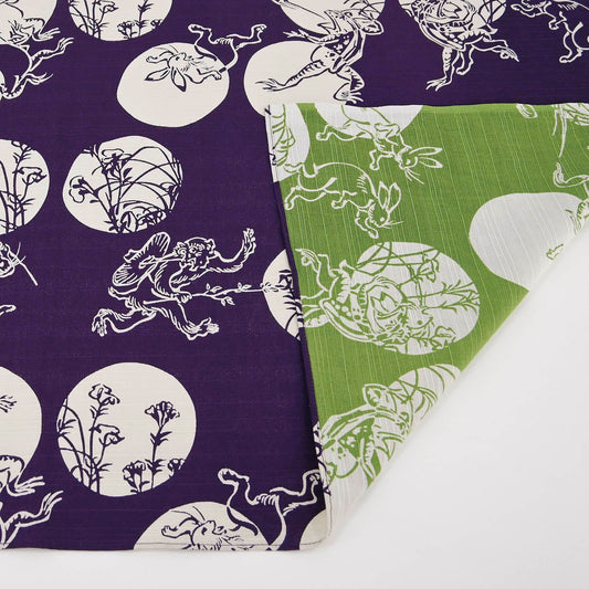 Furoshiki Chôjûgiga bifacciale (viola e verde, 50 cm)