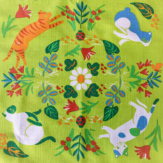 Furoshiki Neko no Niwa (verde, 50 cm)