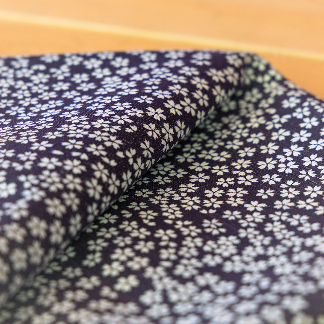 Furoshiki bifacciale Asanoha Sakura (verde e viola, 50 cm)