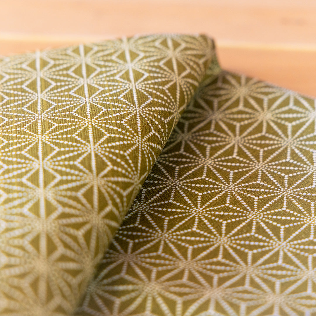 Furoshiki bifacciale Asanoha Sakura (verde e viola, 50 cm)