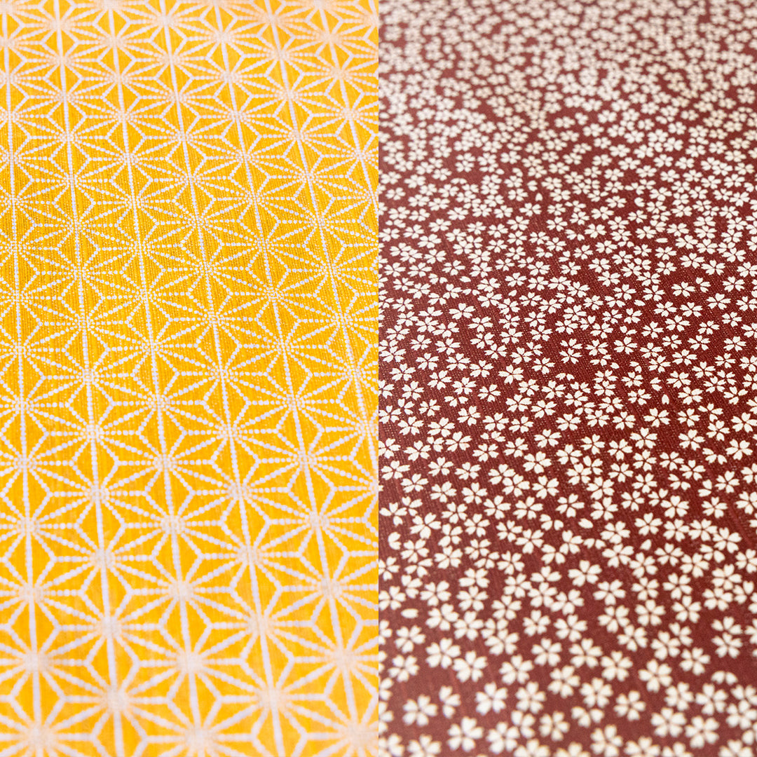 Furoshiki double face Asanoha Sakura (rouge bordeaux et or, 50 cm)