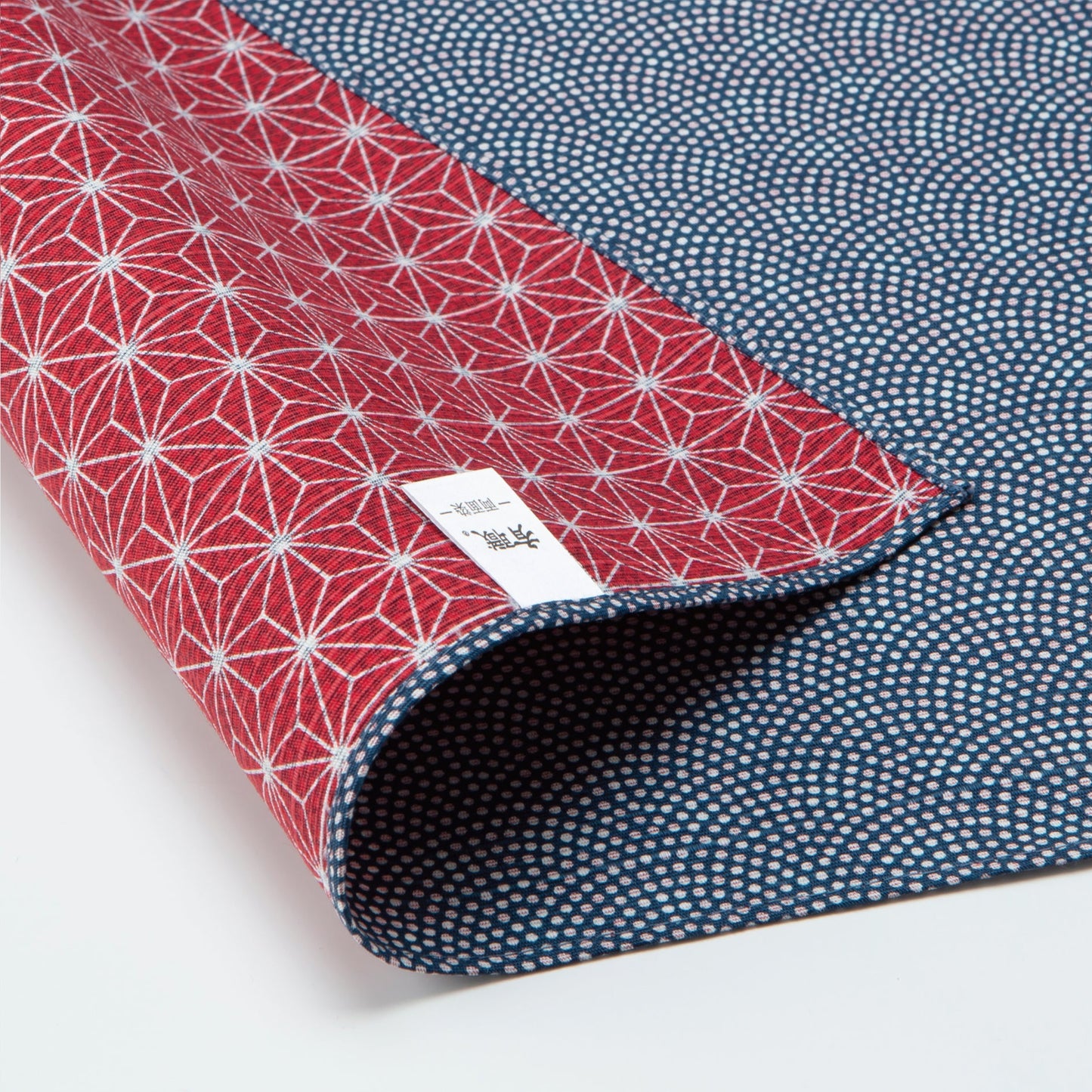Furoshiki bifacciale Asanoha Nami (rosso e blu, 50 cm)