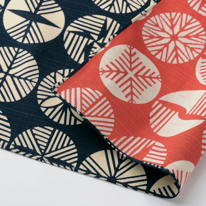 Dubbelzijdige furoshiki Isa Monyo - Matsu (rood en marineblauw, 48 cm)