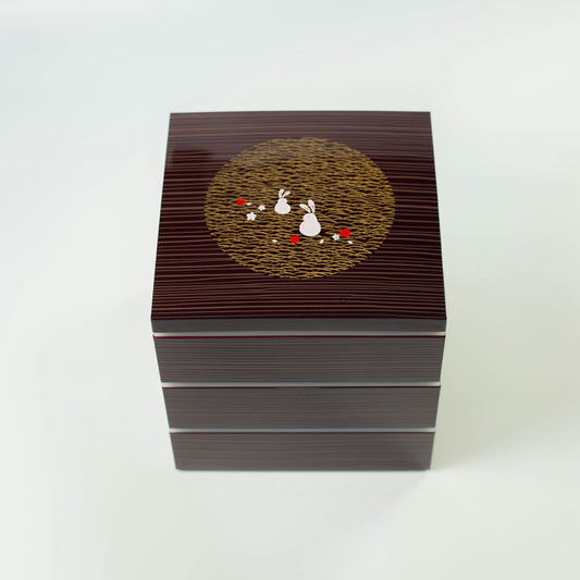 Bento pique-nique Usagi Mokume (3 étages, 18 cm)