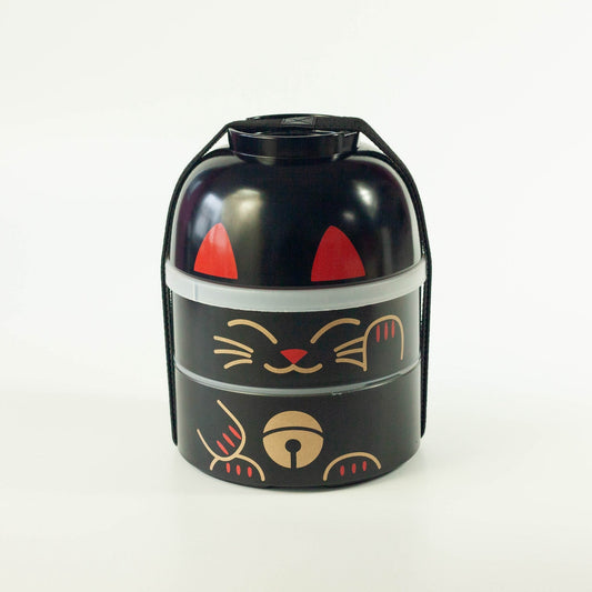 Bento Kokeshi - Maneki Neko (zwart, 1200 ml)