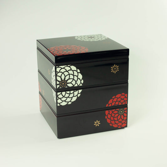 Ojyu Picknick Bento (15x15 cm, 3 lagen, zwart)