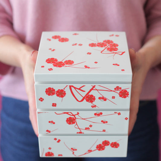Bento pique-nique Ume (3 étages, blanc, 15 cm)
