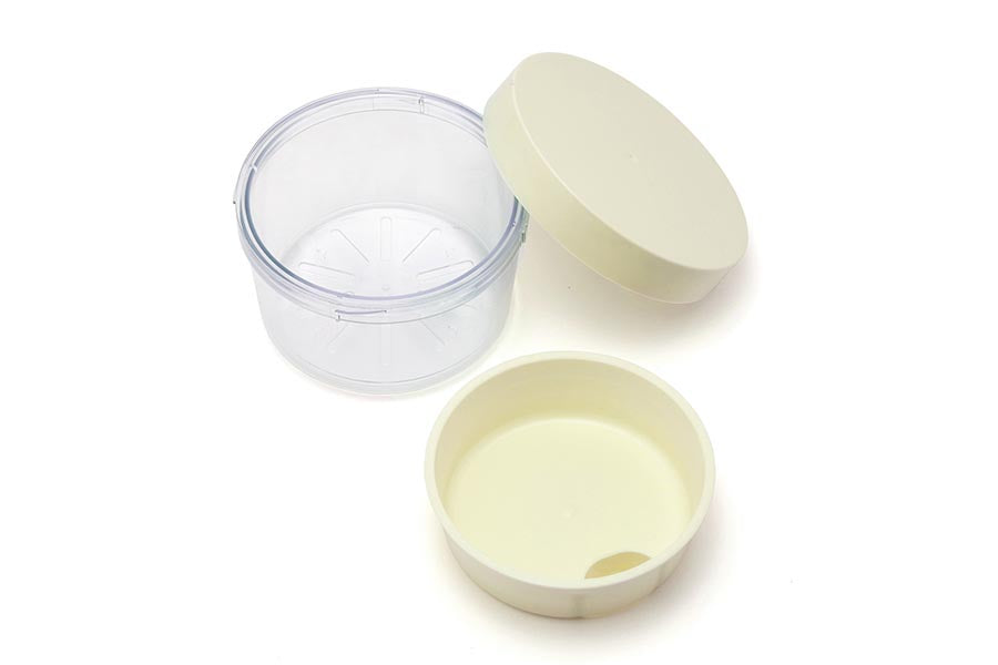 Gel-Cool Salad Case with a yellow lid and inner tray, open