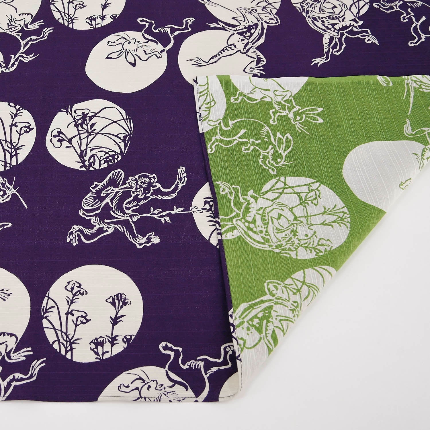 Furoshiki double-face Chôjûgiga (violet et vert, 50 cm)