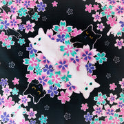Furoshiki Nocturne de Chats (noir et rose, 50 cm)