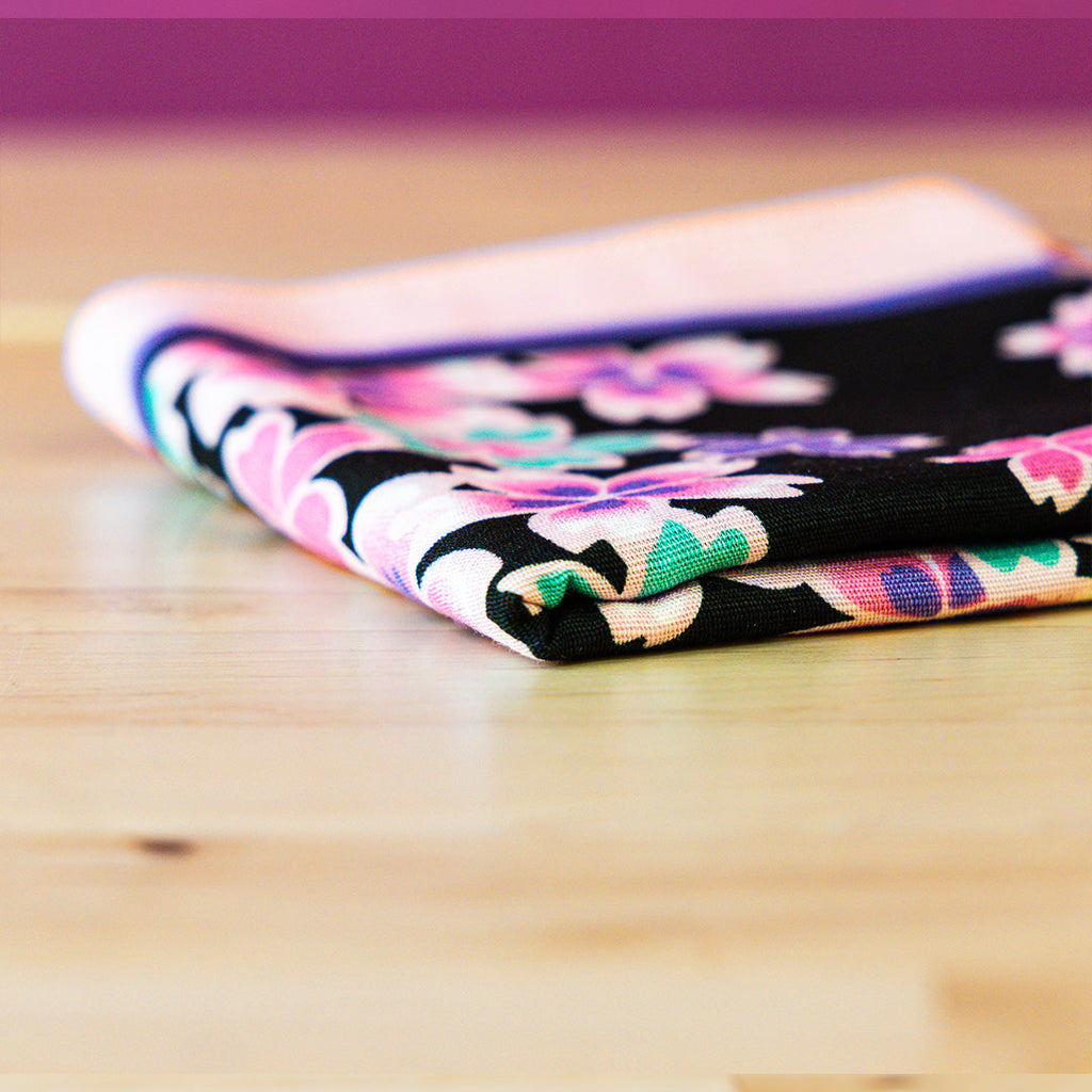 Furoshiki Nocturne de Chats (noir et rose, 50 cm)