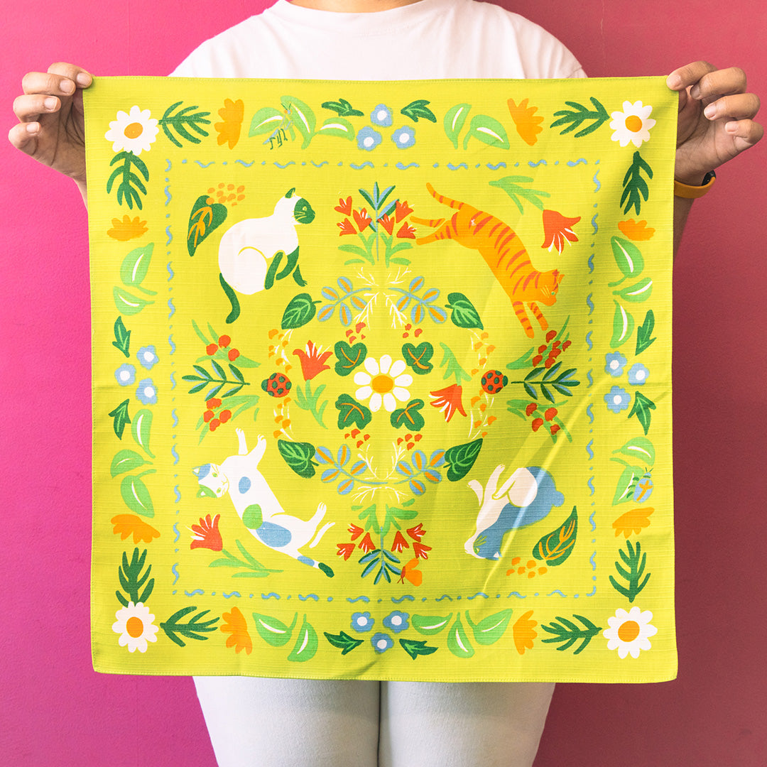 Furoshiki Neko no Niwa (vert, 50 cm)