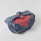 Asanoha Sakura dubbelzijdig furoshiki (marineblauw en rood, 50 cm)