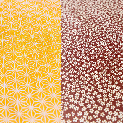 Furoshiki double face Asanoha Sakura (rouge bordeaux et or, 50 cm)