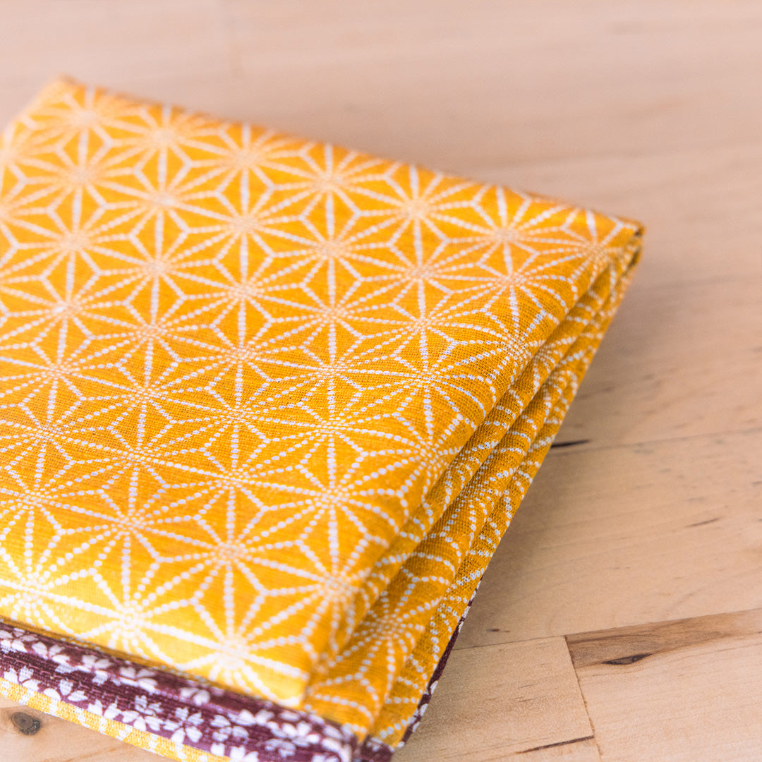 Furoshiki double face Asanoha Sakura (rouge bordeaux et or, 50 cm)