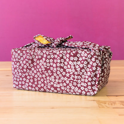 Furoshiki double face Asanoha Sakura (rouge bordeaux et or, 50 cm)