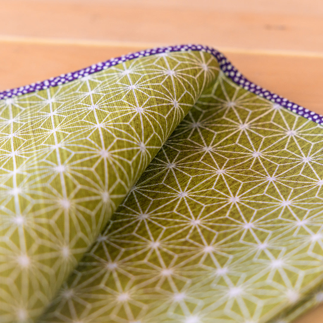 Furoshiki double face Asanoha Nami (violet et vert, 50 cm)