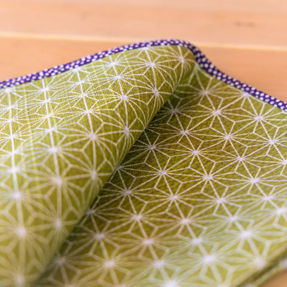 Furoshiki double face Asanoha Nami (violet et vert, 50 cm)