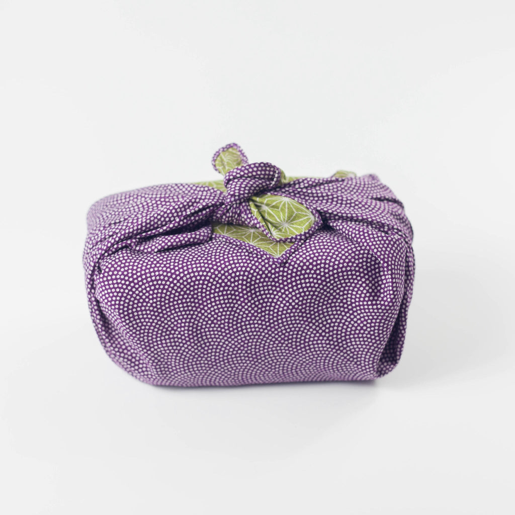 Furoshiki double face Asanoha Nami (violet et vert, 50 cm)