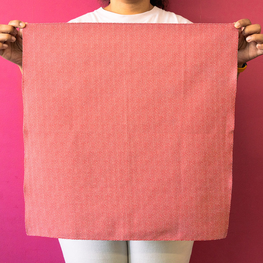 Furoshiki double face Asanoha Nami (rouge et vert, 50 cm)