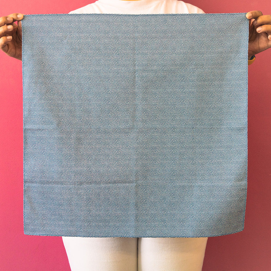 Furoshiki double face Asanoha Nami (rouge et bleu, 50 cm)