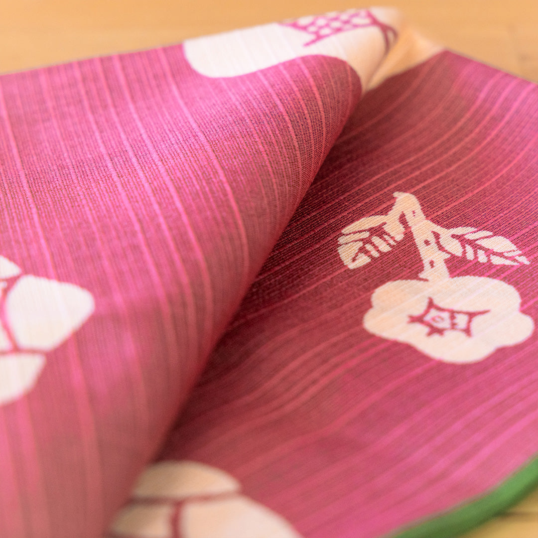 Furoshiki double face Bara (vert et rose, 50 cm)