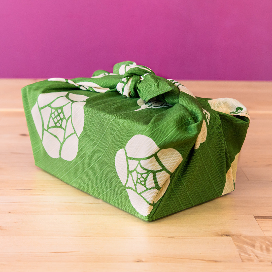 Furoshiki double face Bara (vert et rose, 50 cm)