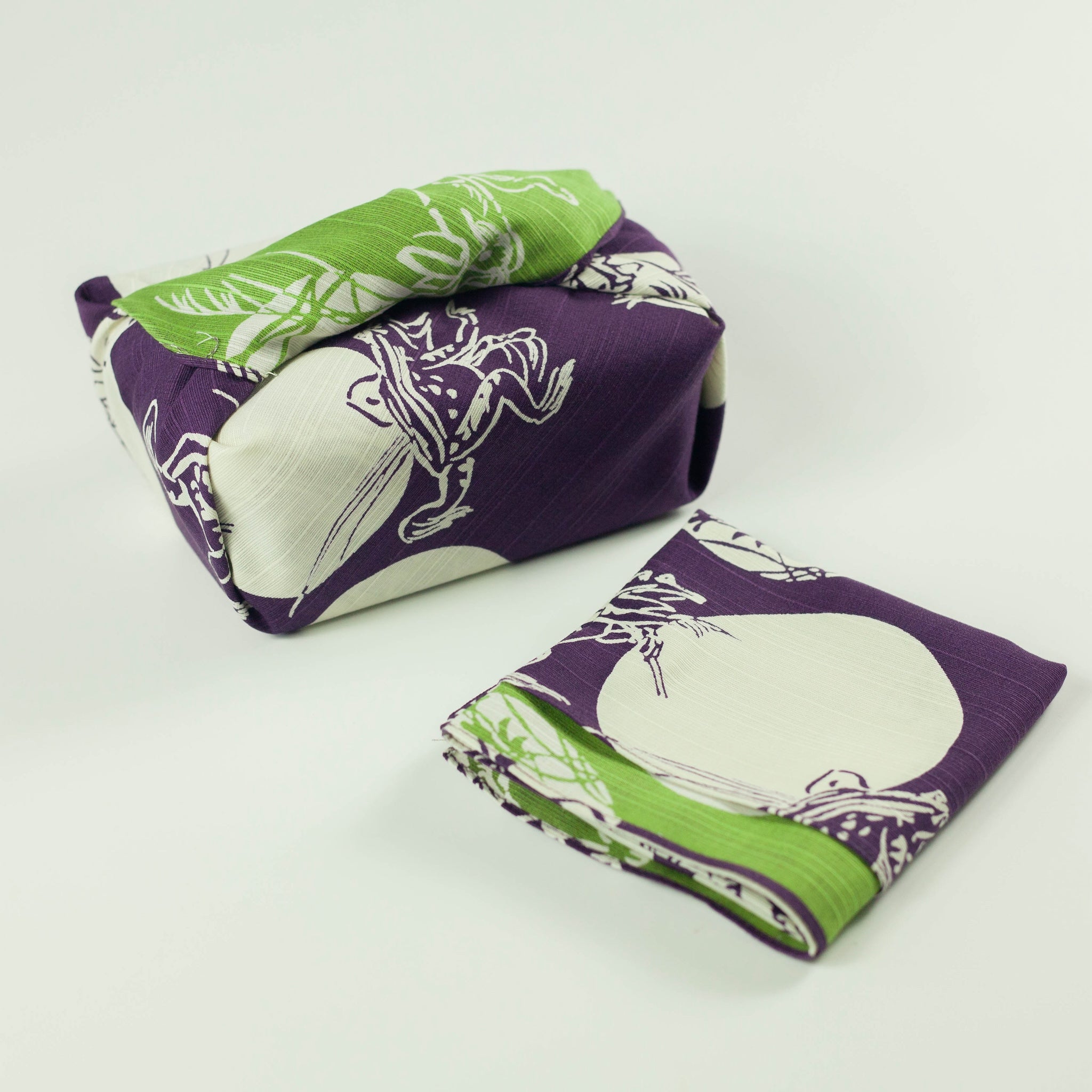 Furoshiki double-face Chôjûgiga (violet et vert, 50 cm)