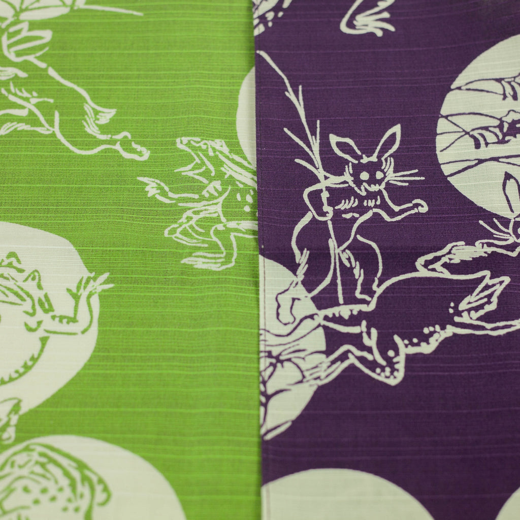 Furoshiki double-face Chôjûgiga (violet et vert, 50 cm)