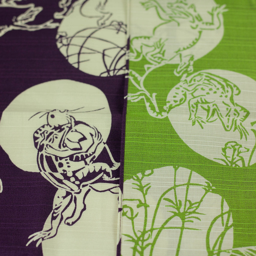 Furoshiki double-face Chôjûgiga (violet et vert, 50 cm)