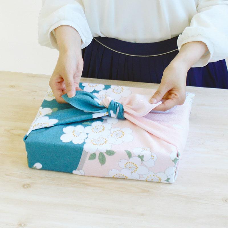 Furoshiki Koetsu Chirimen - Sakura (vert, 70 cm)