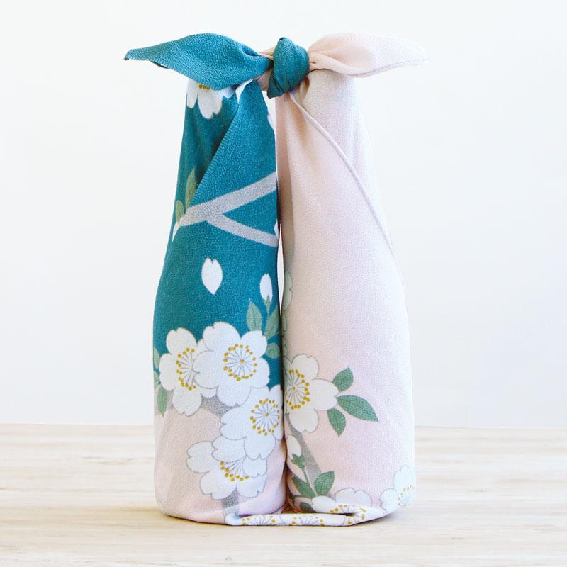 Furoshiki Koetsu Chirimen - Sakura (vert, 68 cm)
