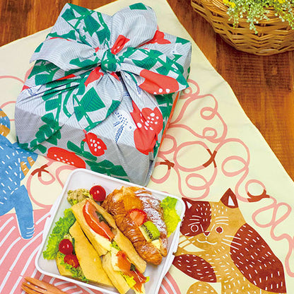 Furoshiki Déperlant Kata Kata - Neko to Keito (yellow, 70 cm)