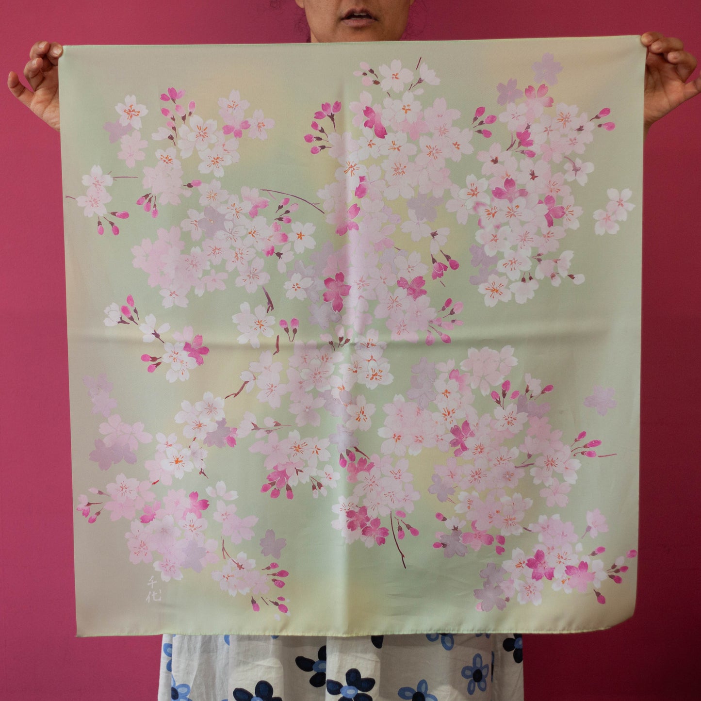 Furoshiki Fuwari Sakura (groen, 70 cm)