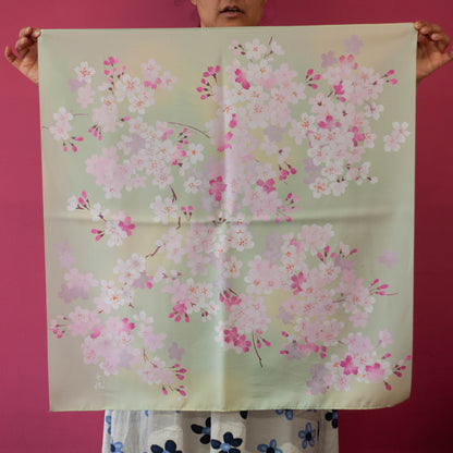 Furoshiki Fuwari Sakura (groen, 70 cm)