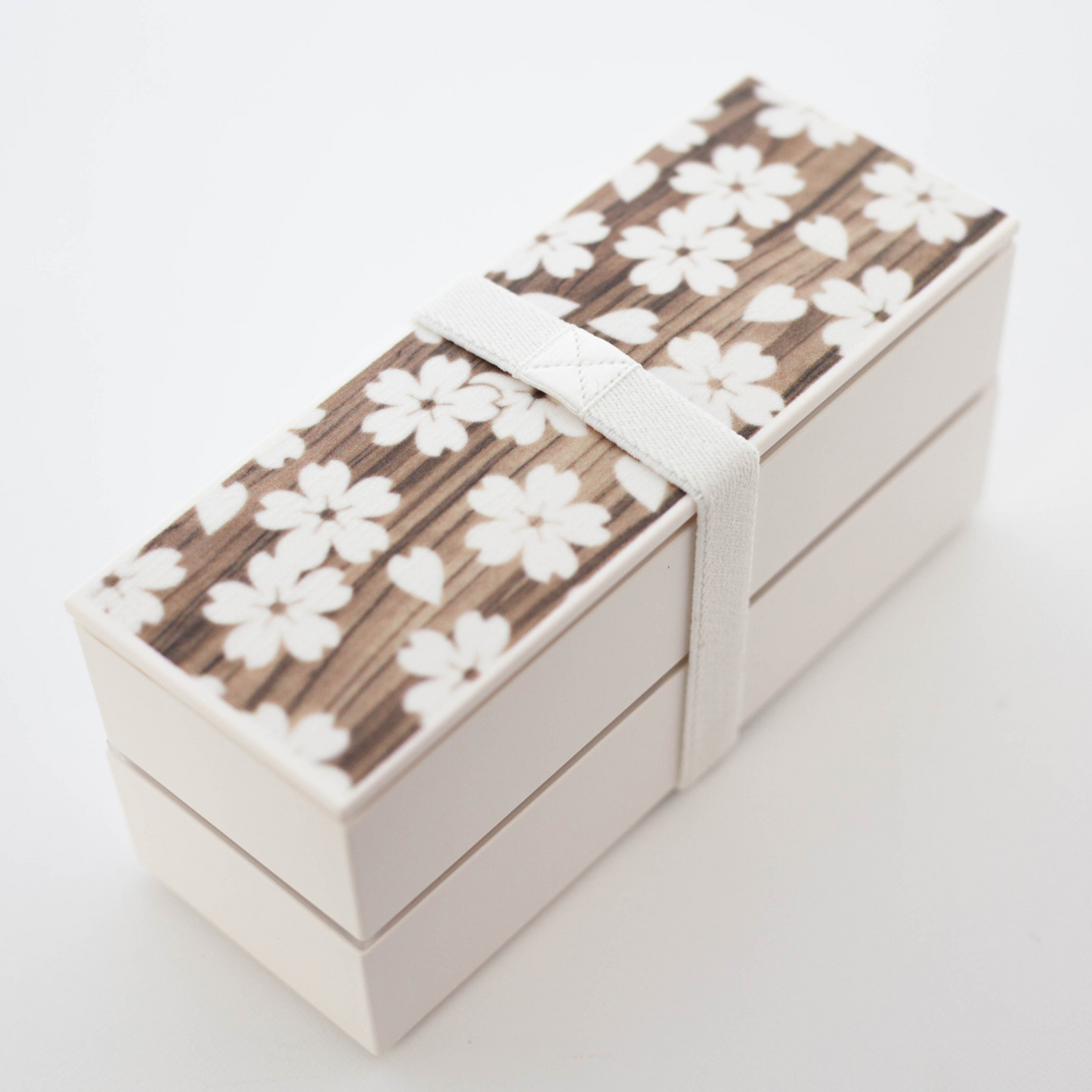 Sakura Mokume Bento Box (2 livelli, bianco, 560 ml)