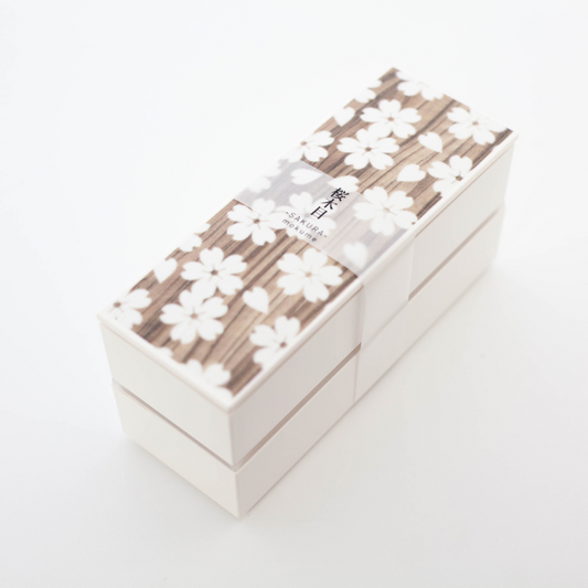 Sakura Mokume Bento Box (2 livelli, bianco, 560 ml)