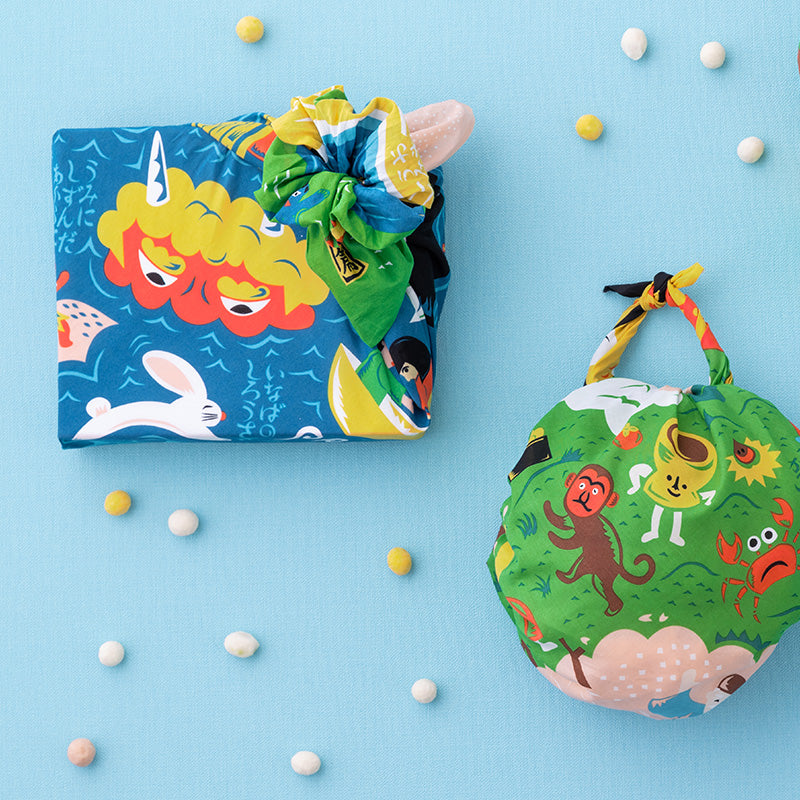 Furoshiki Musubi Cochae - Mukashi Banashi Umi (bleu, 70 cm)