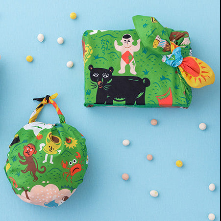 Furoshiki Musubi Furoshiki - Mukashi Banashi Yama (vert, 70 cm)