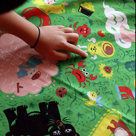 Furoshiki Musubi Furoshiki - Mukashi Banashi Yama (vert, 70 cm)