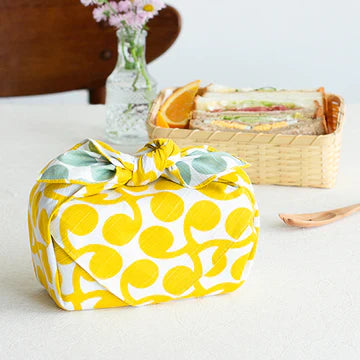 Furoshiki double face Isa Monyo Hoga (jaune et vert, 48 cm)
