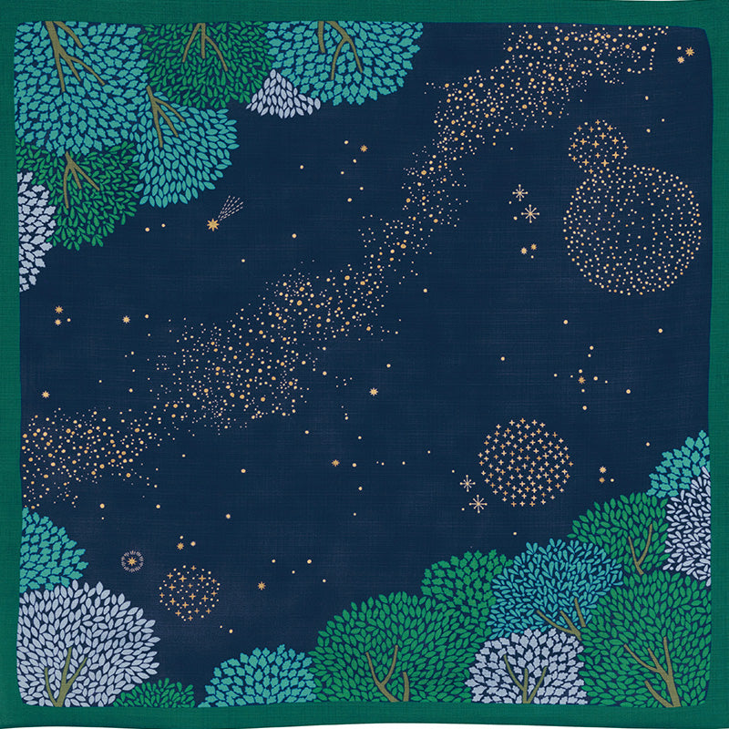 Furoshiki Hime Musubi - Forêt d'étoiles (marine, 70cm)