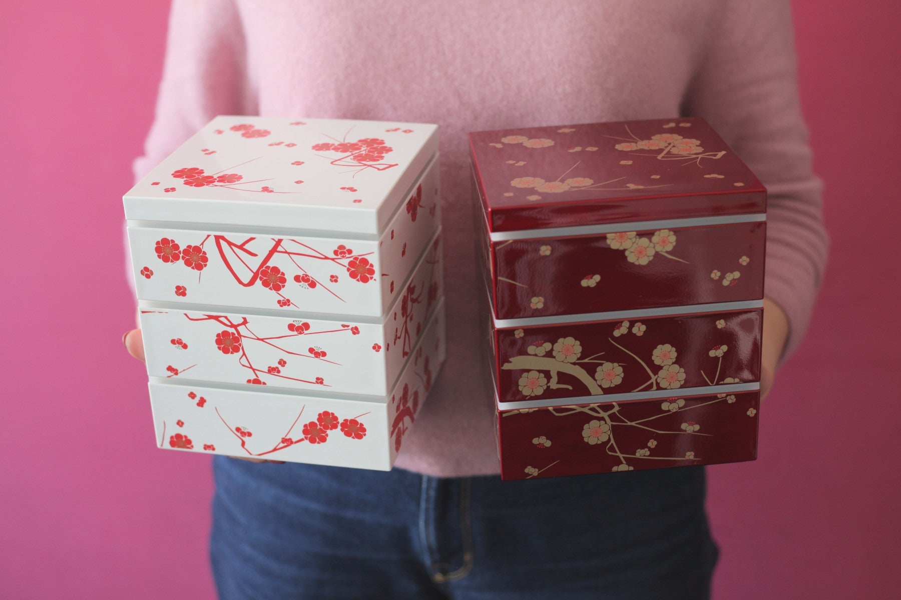 Bento pique-nique Ume (3 étages, blanc, 15 cm)