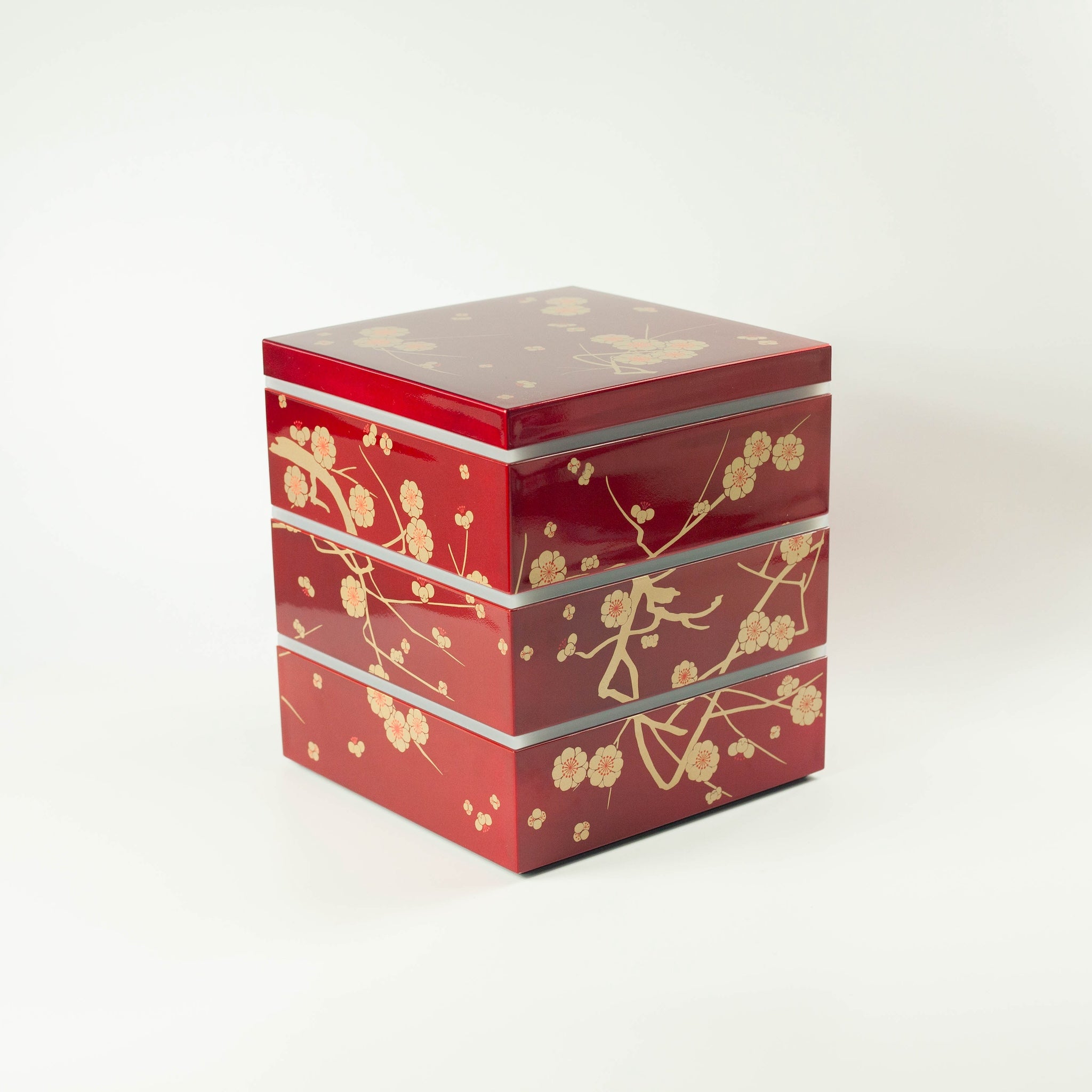 Bento pique-nique Ume (3 étages, rouge, 15 cm)