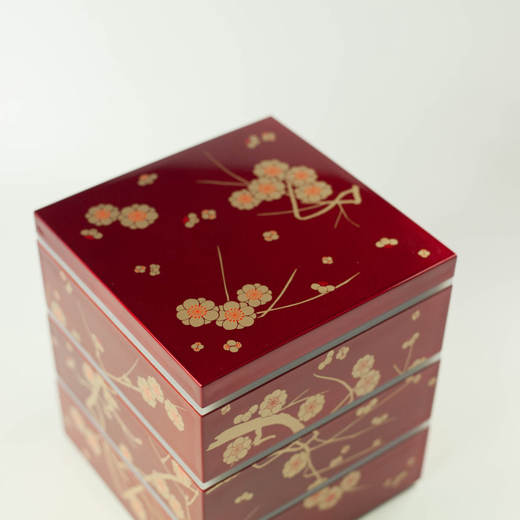 Bento pique-nique Ume (3 étages, rouge, 15 cm)