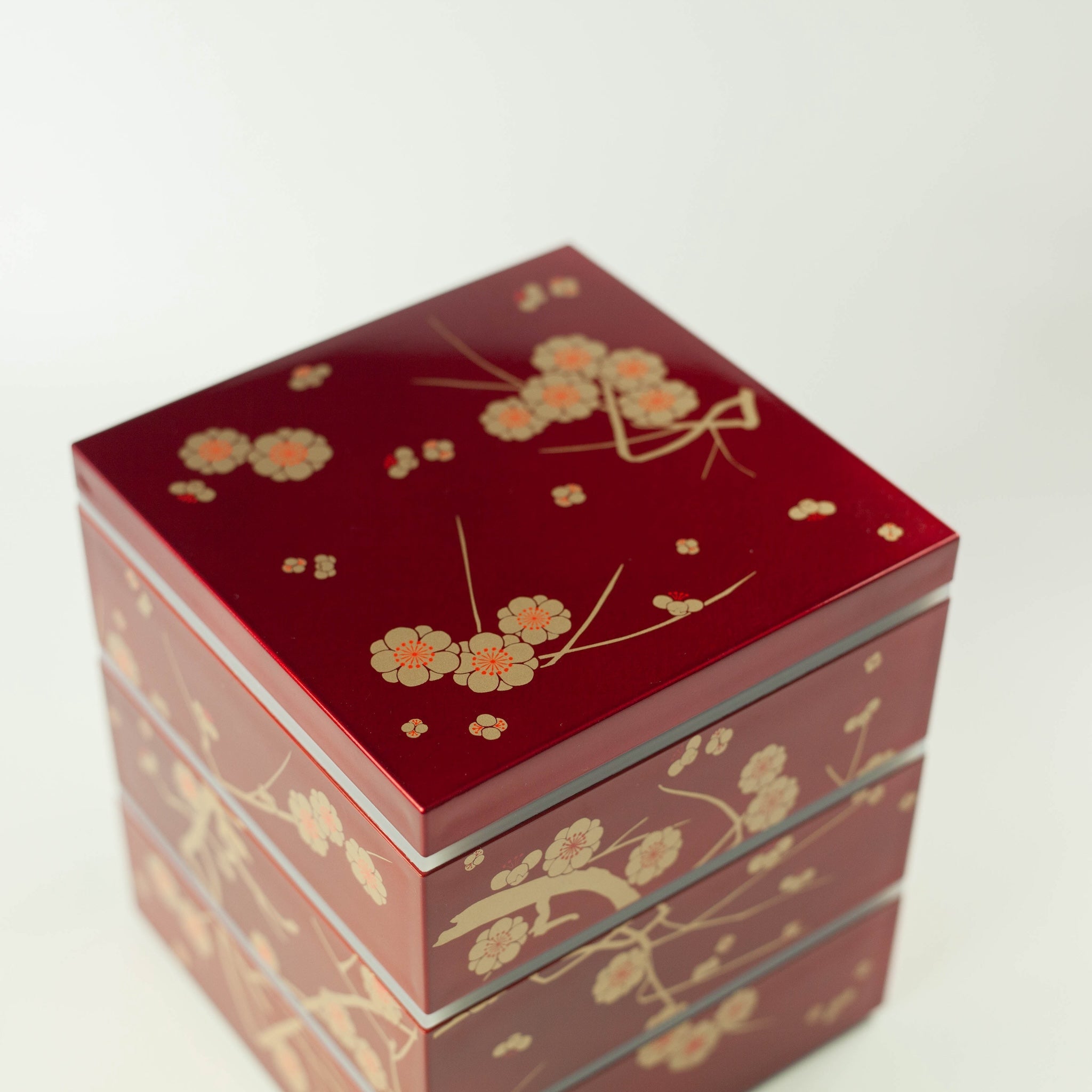 Bento pique-nique Ume (3 étages, rouge, 15 cm)