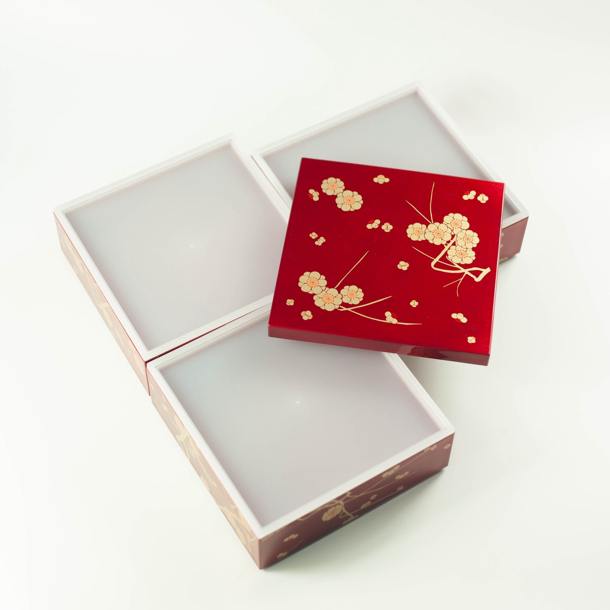 Bento pique-nique Ume (3 étages, rouge, 15 cm)