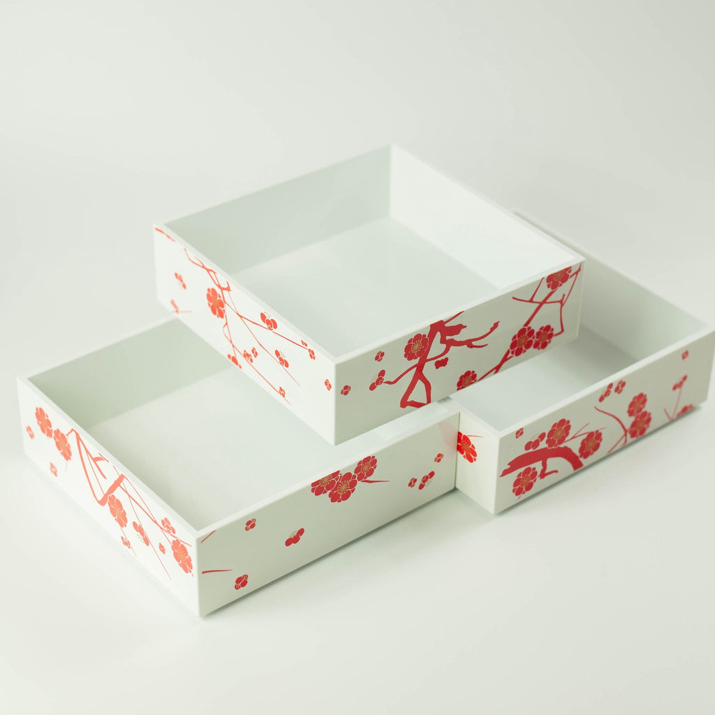 Bento pique-nique Ume (3 étages, blanc, 15 cm)