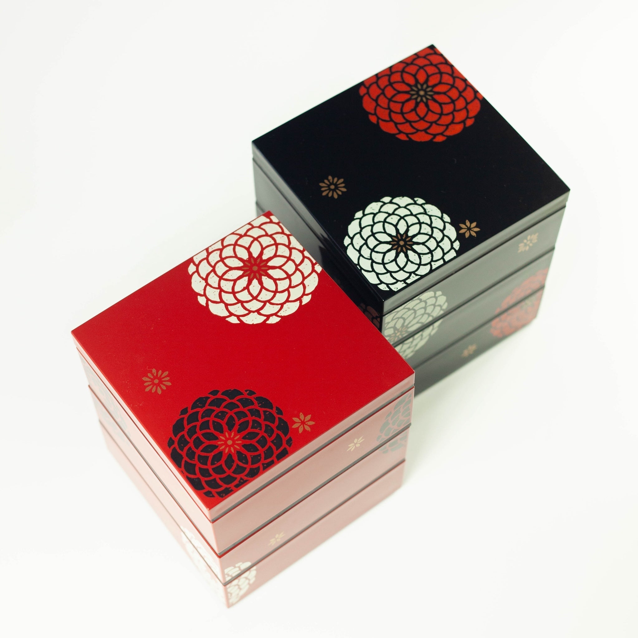 Bento Ojyu Pique-Nique (15x15 cm, 3 étages, rouge)